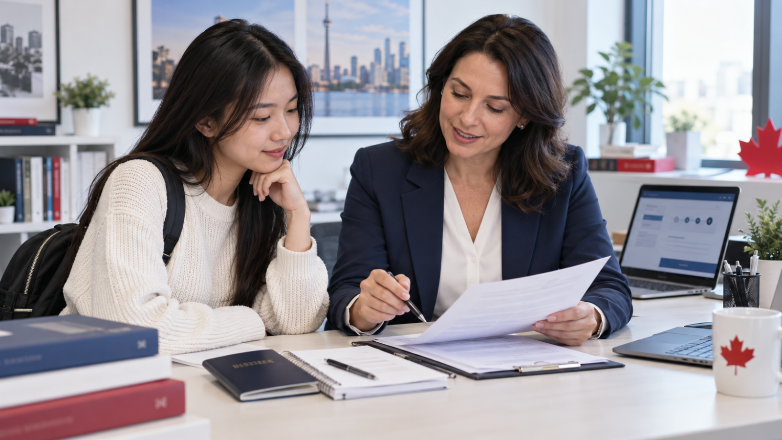 Sinh viên chuẩn bị hồ sơ xin Study Permit Canada cùng chuyên viên tư vấn